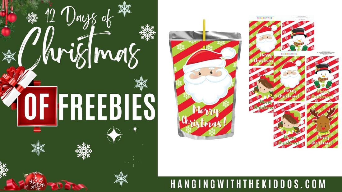 Free Christmas Printable: Juice Pouch Labels|12 Days of Christmas Freebies