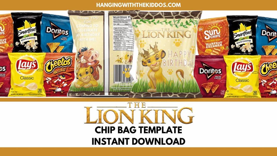 Free Lion King Party Printable Chip Bag Template