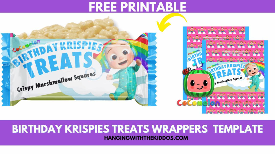 Free Cocomelon Party Printable  Rice Krispie Treats Wrappers