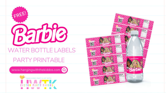 Free Barbie Party Printable Water Bottle Labels