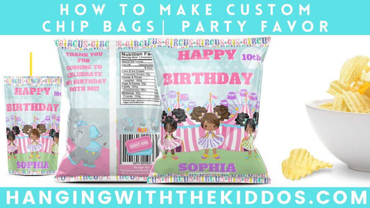 How to make Custom Chip Bags| Party Favors Chip Bag Template