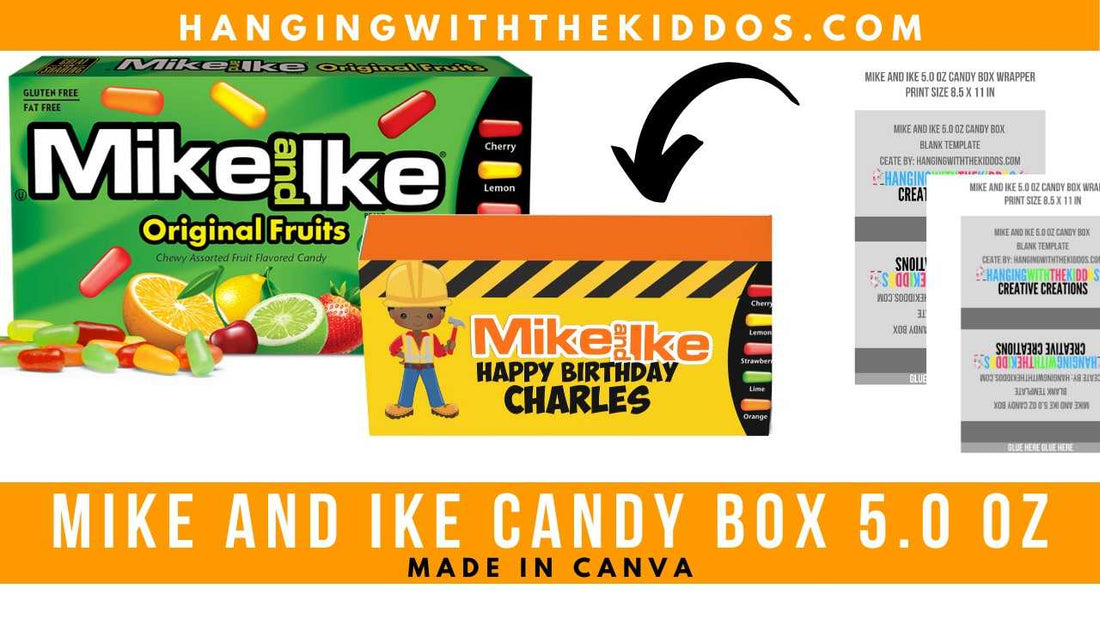 Mike And Ike Candy Box Template| How to make Custom Party Favors Made in Canva