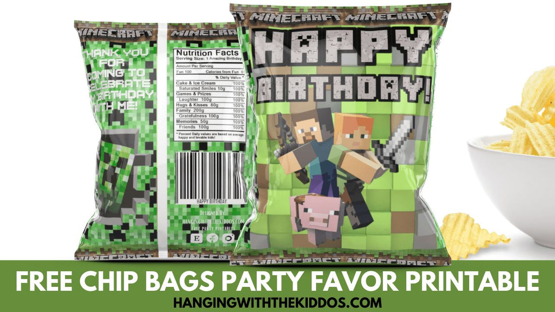 Free Minecraft  Party Printables Chip Bags