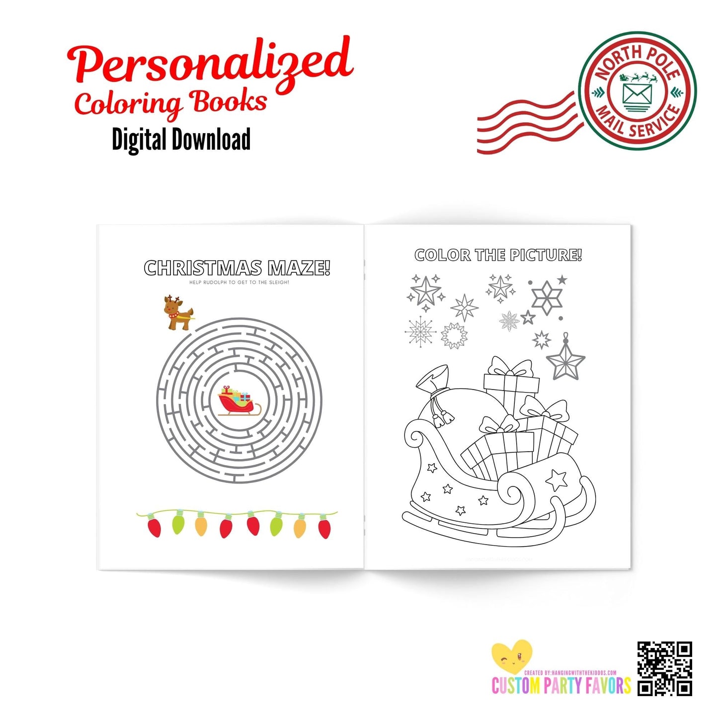 Digital Download|Personalized Christmas Coloring & Activity Books|03