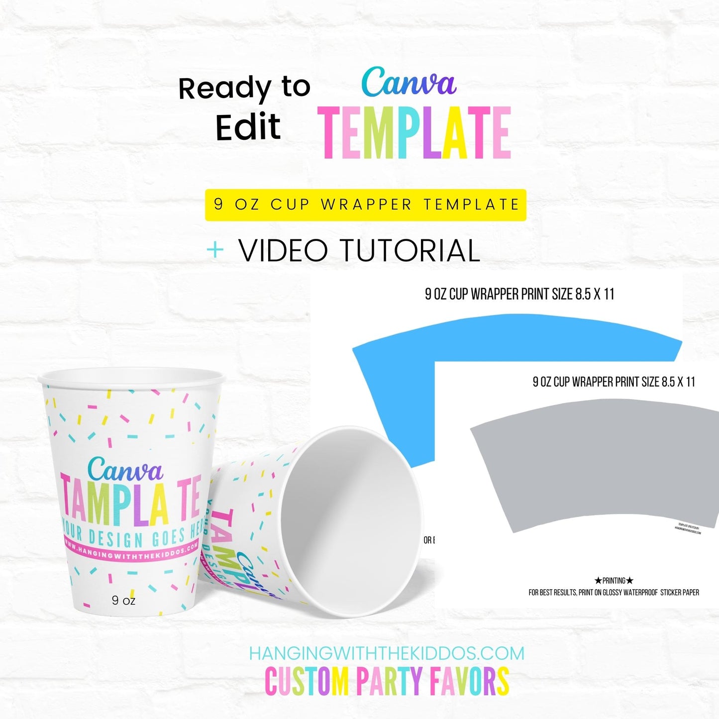 Paper Cup Wrapper Template 9 oz