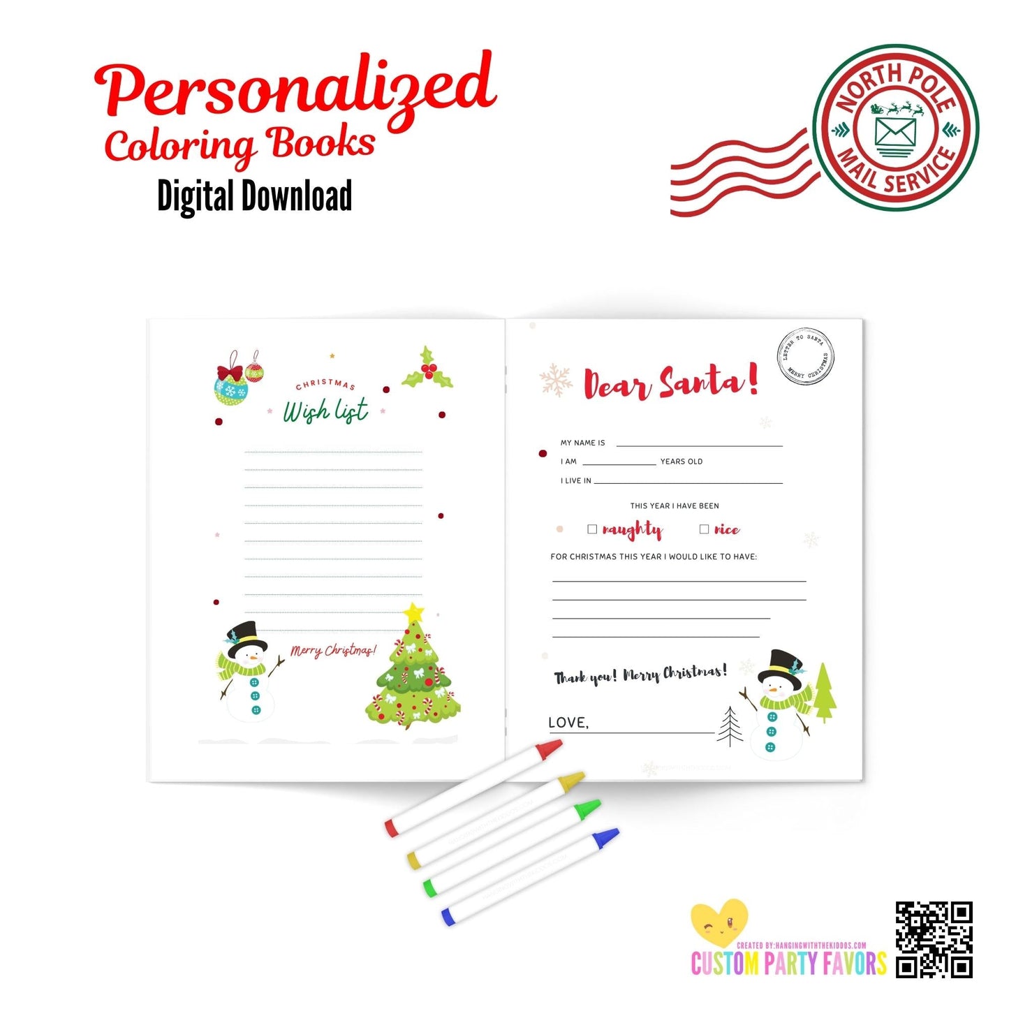 Digital Download|Personalized Christmas Coloring & Activity Books|03