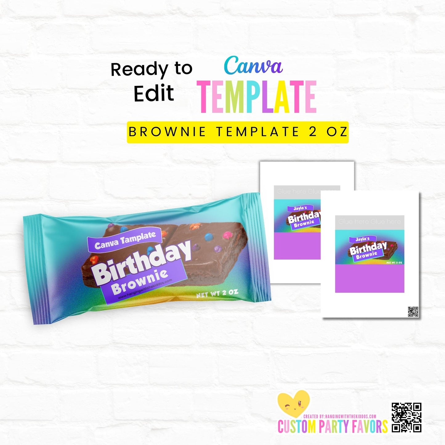 Brownie Template|Custom Party Favors
