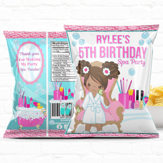 Spa Party Custom Party Favor Treat Bags|Chip Bags|Girl 02