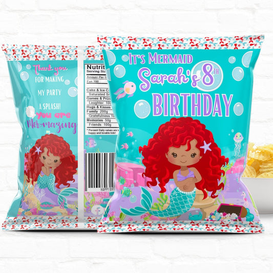 Little Mermaid Personalized Party Favor Treat Bags|Chip Bags