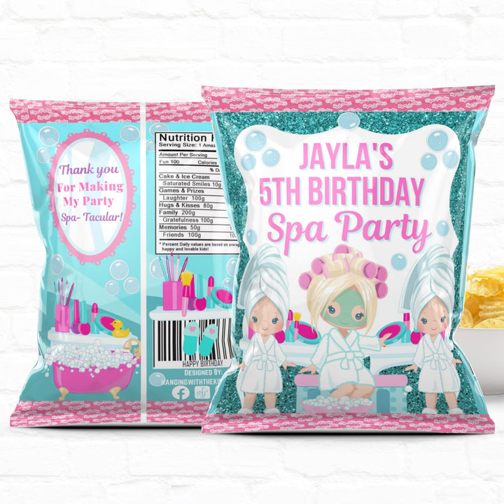 Spa Party Custom Party Favor Treat Bags|Chip Bags