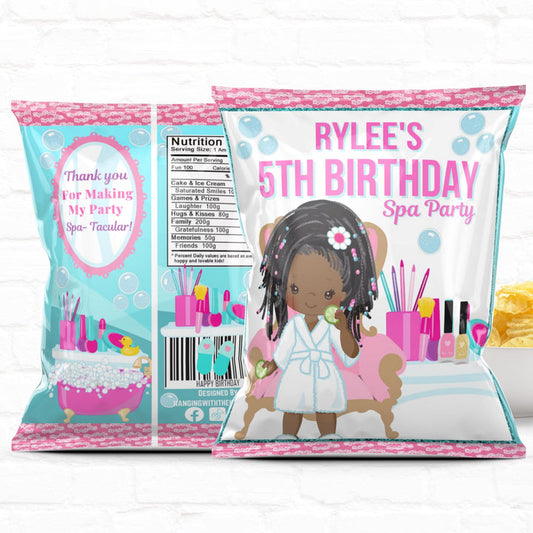 Spa Party Custom Party Favor Treat Bags|Chip Bags|Girl 01