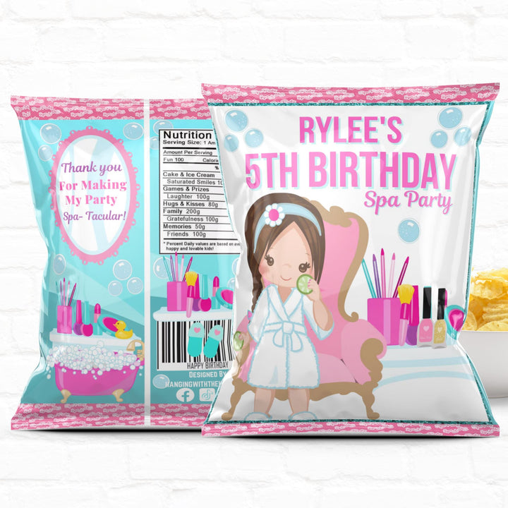 Spa Party Custom Party Favor Treat Bags|Chip Bags|Girl 03