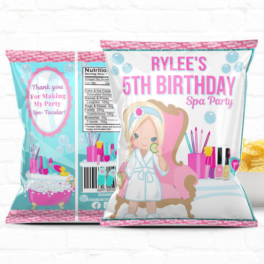 Spa Party Custom Party Favor Treat Bags|Chip Bags|Girl 04