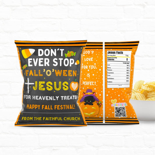 Instant Download|Fall-o-ween Jesus Custom Chip Bags|Church Fall Festival| Are you fall-o-ween Jesus
