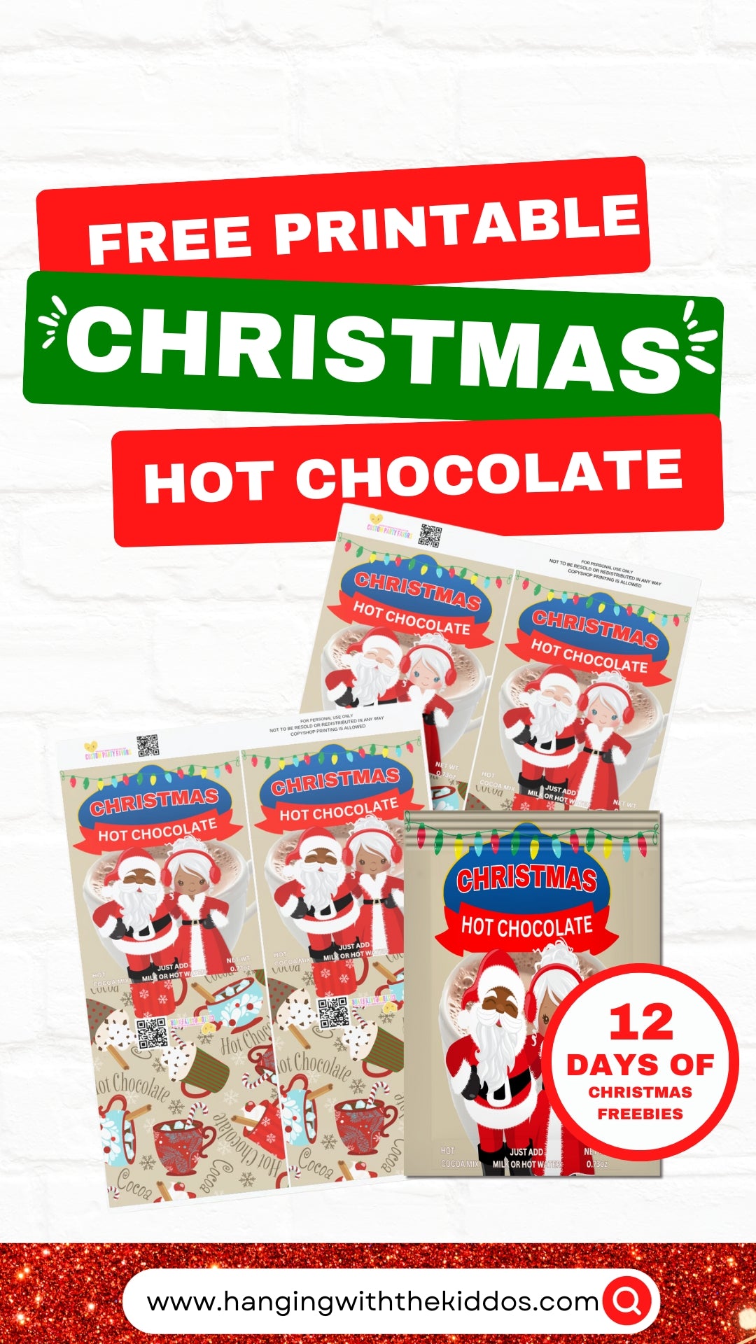 Christmas Hot Cocoa Mix Packets Wrapper