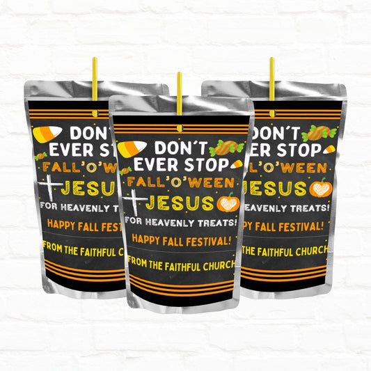 Fall-o-ween Jesus Custom Juice Pouches|Church Fall Festival| Are you fall-o-ween Jesus