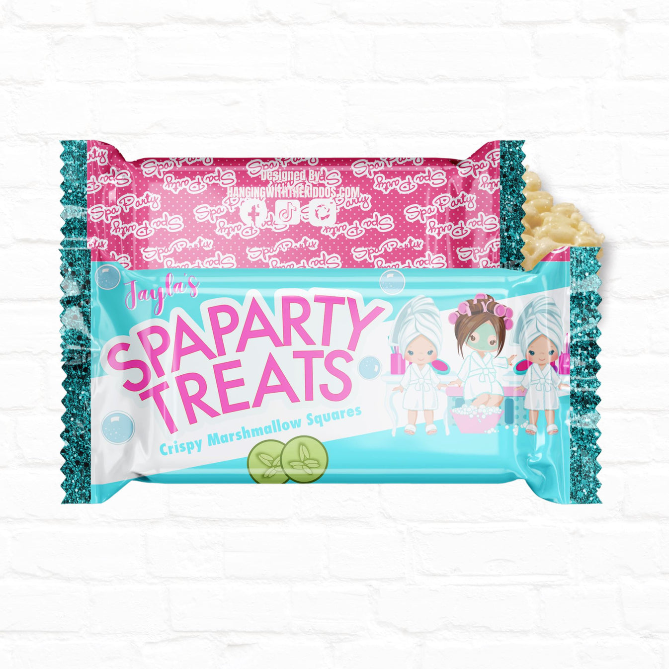 Girls Spa Party Personalized Rice Krispy Treats Custom Party Favors