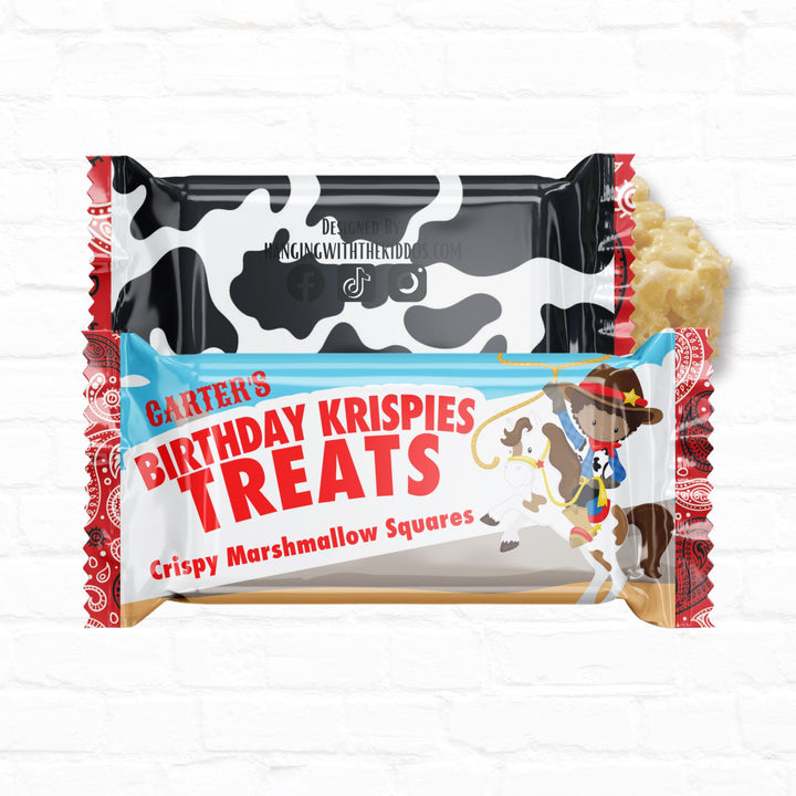 Cowboy Birthday Personalized Rice Krispy Treats Custom Party Favors