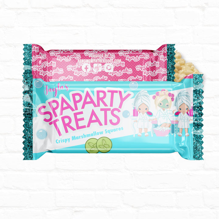 Girls Spa Party Personalized Rice Krispy Treats Custom Party Favors