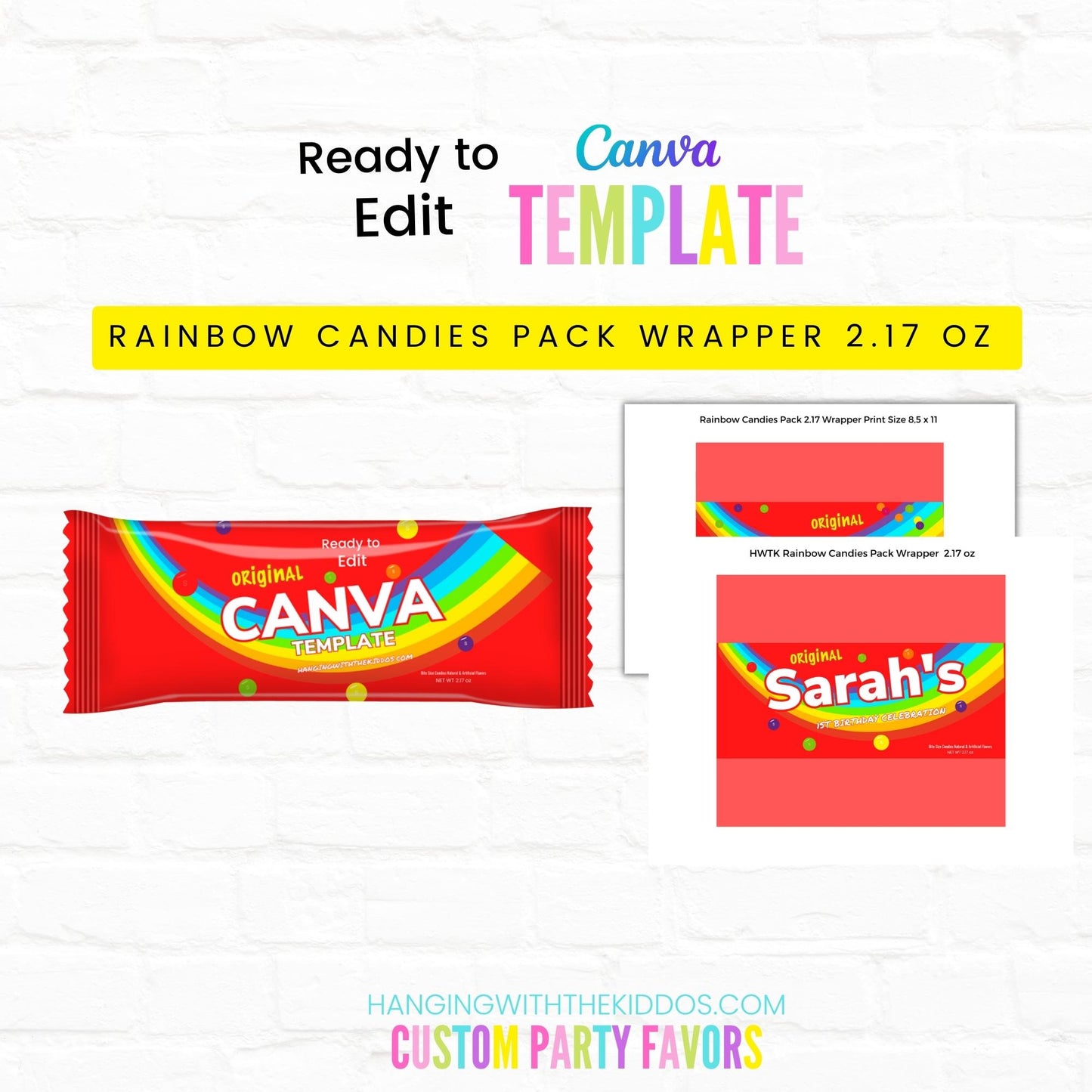 Rainbow Candies Pack Wrapper Template 2.17 oz