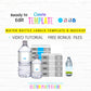 Water Bottle Label Template| Blank Water Bottle Wrappers Template| Canva Editable Template| 16 0Z & 8 OZ