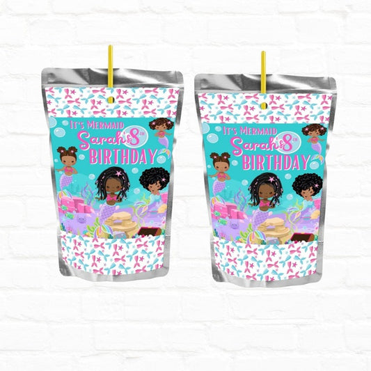 Magical Little Mermaid Personalized Juice Pouch Labels