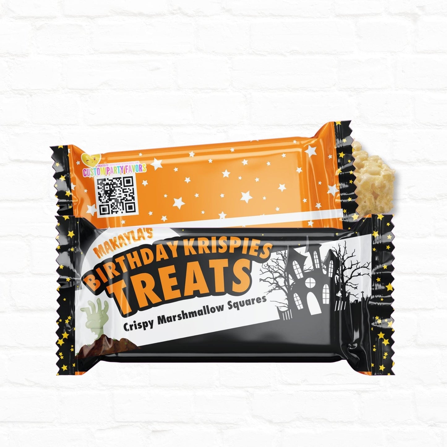 Instant Download|Spooky Birthday Custom Rice Krispy Treats Wrappers|Halloween Birthday Party Two Spooky Birthday