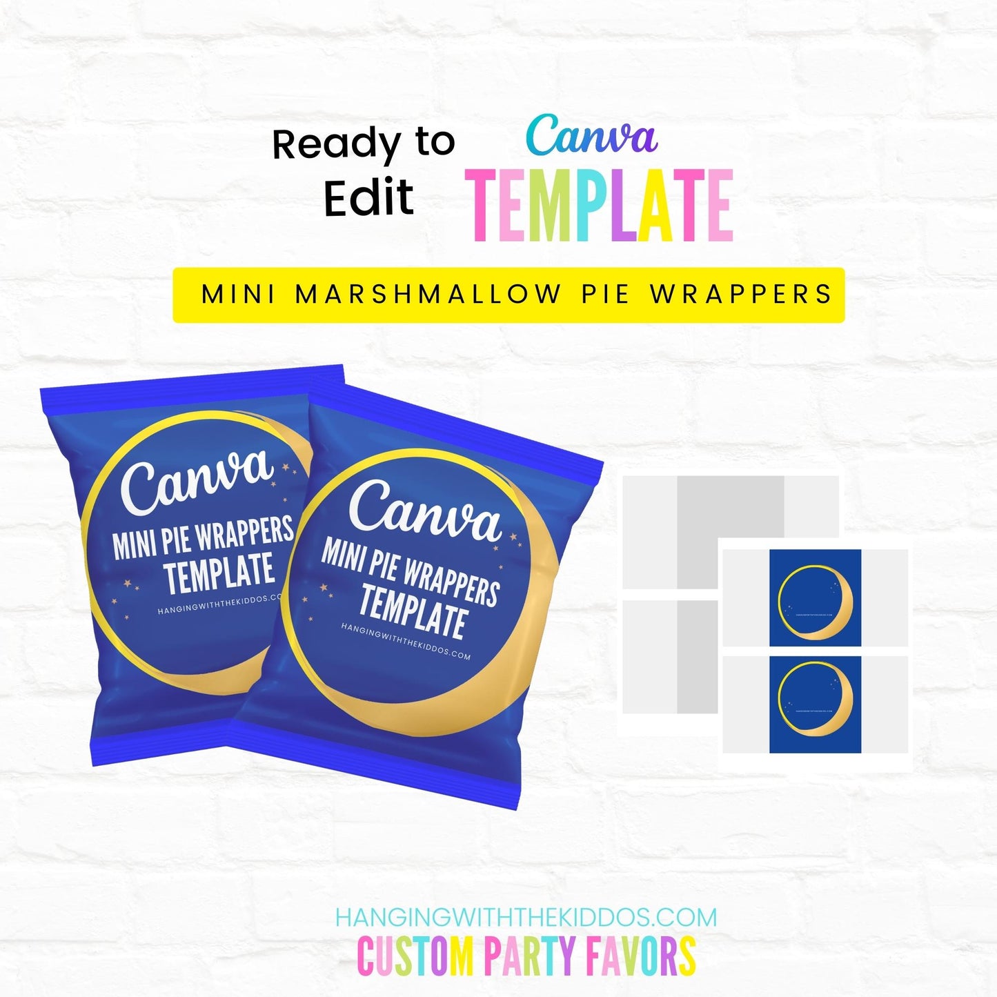 Mini Moon Marshmallow Pie Wrappers Template