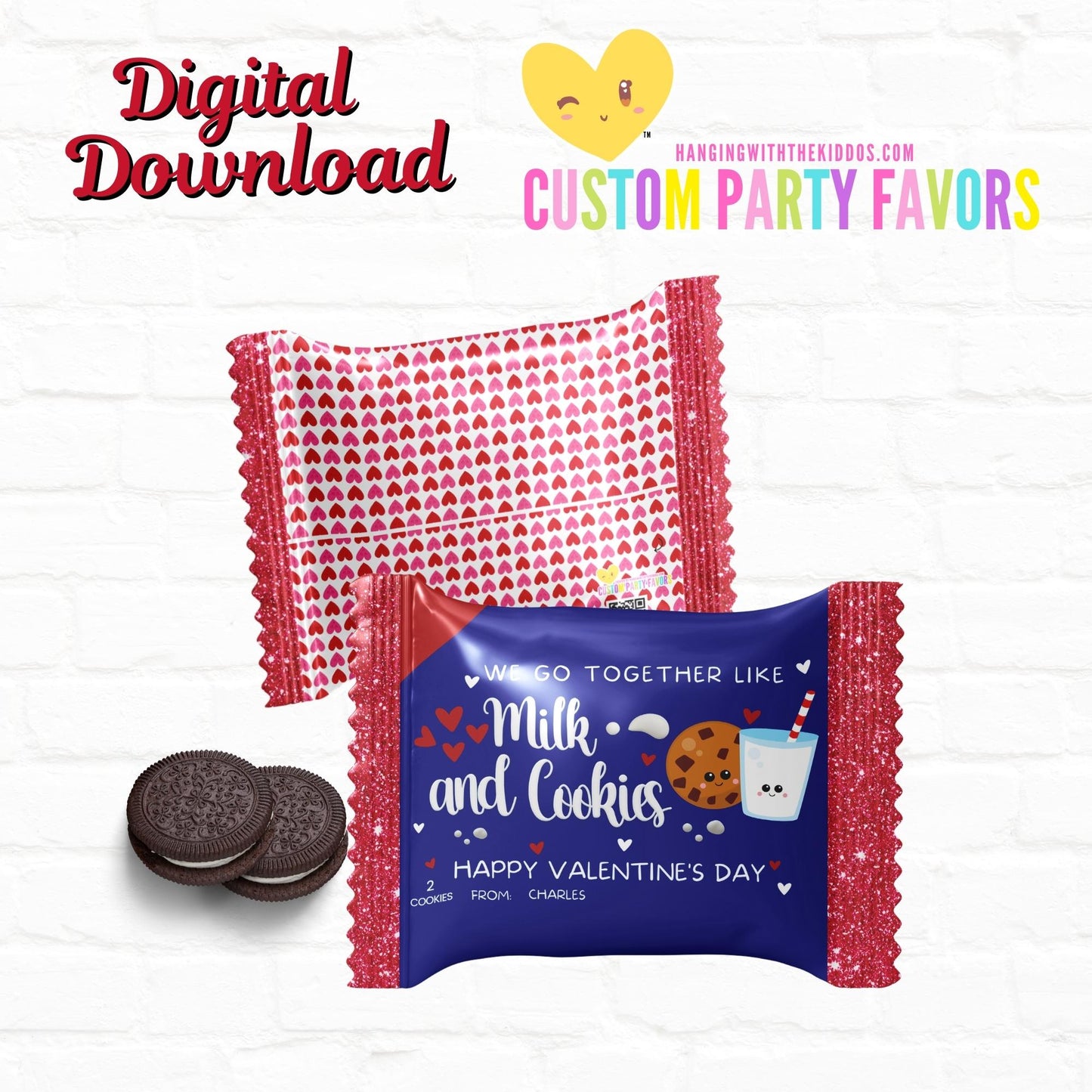 Cookies and Milk Personalized Kids Valentine Wrappers