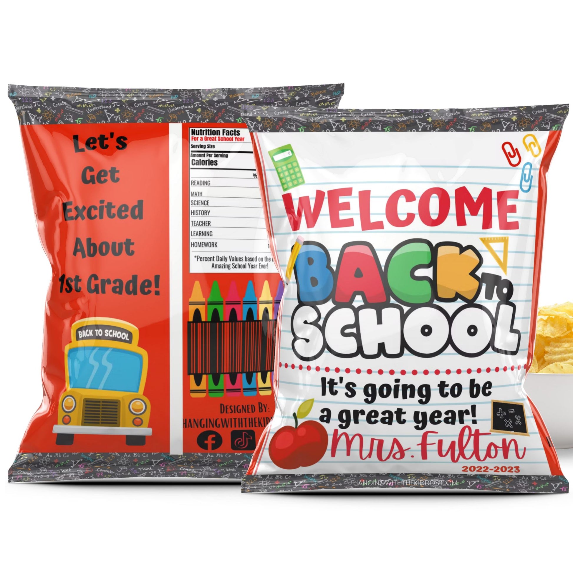 Welcome Back to School Gift from Teacher Welcome Bags | Ready to Edit Chip Bag Template