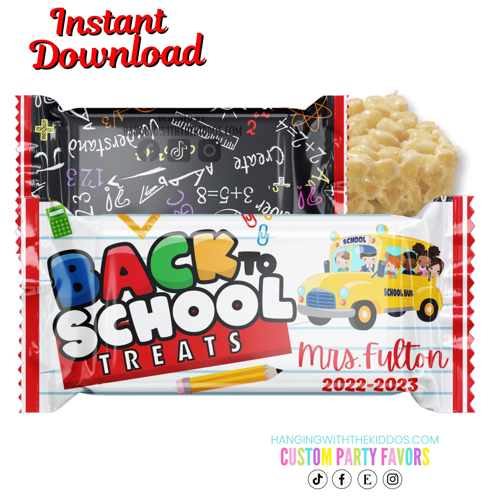 Welcome Back to School Gift from Teacher Welcome Bags | Ready to Edit Rice Krispy Treats Wrappers