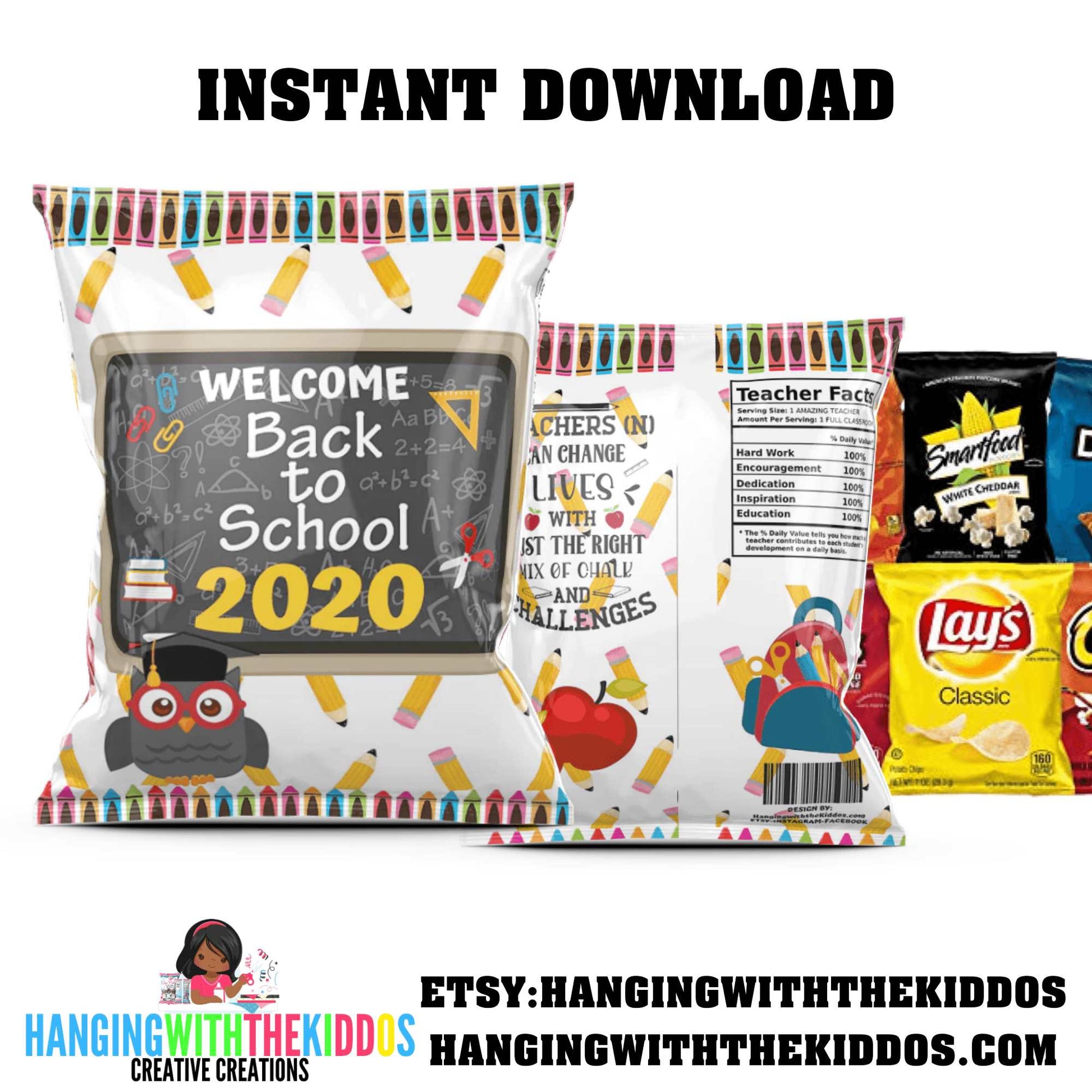 BACK TO SCHOOL CHIP BAG TEMPLATE