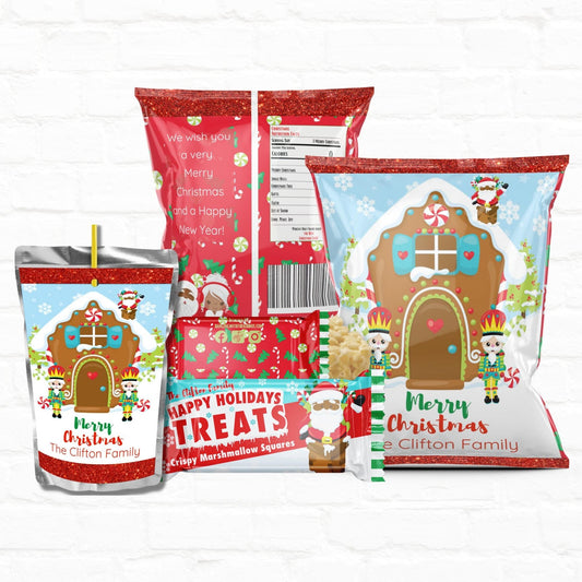 Christmas Personalized Party Favors Bundle Black Santa| Digital Download