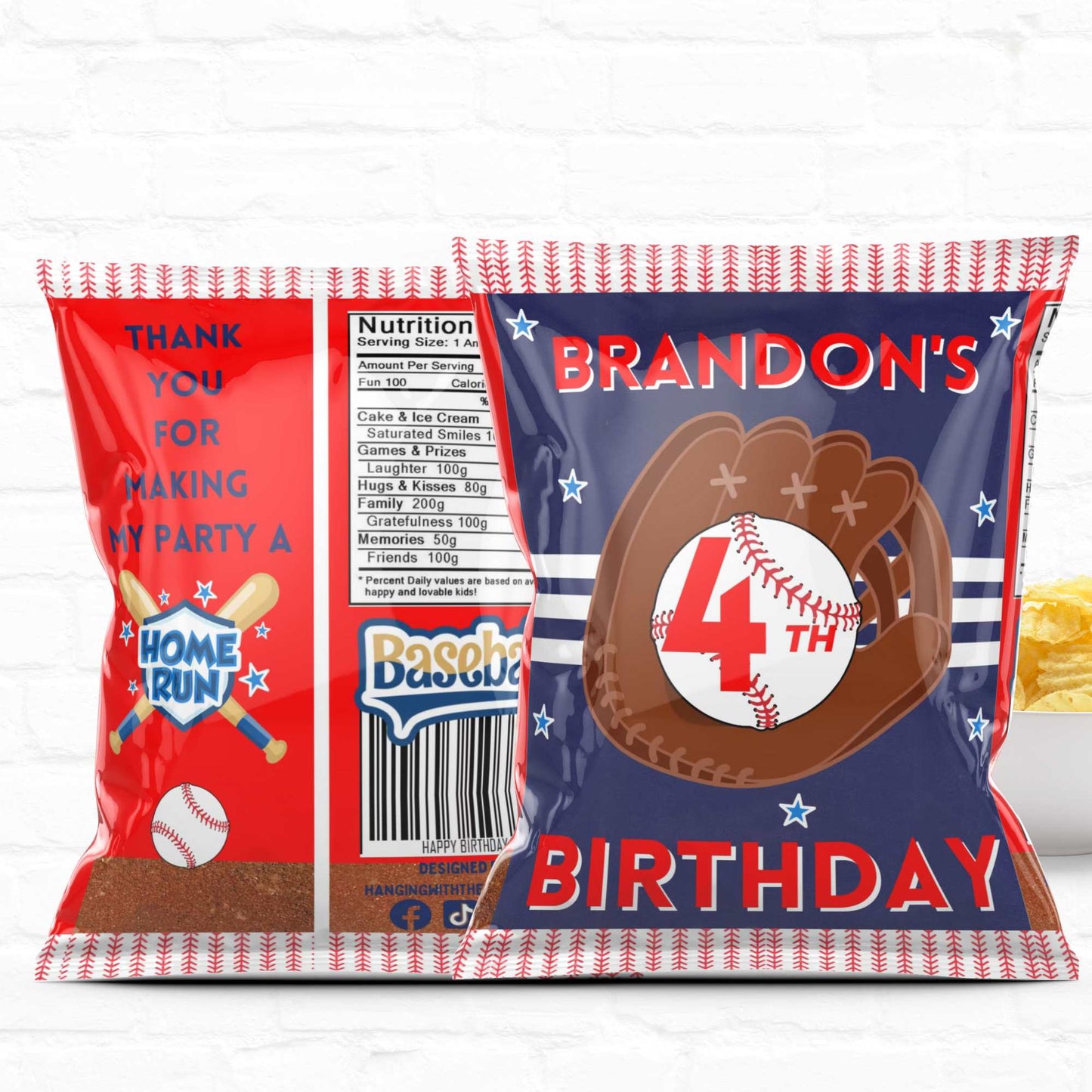 Baseball Birthday Party Favor Personalized Chip Bag Instant Download 04