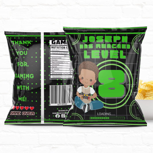 Video Game Level Up Party Favor Personalized Chip Bags| Instant Download-02