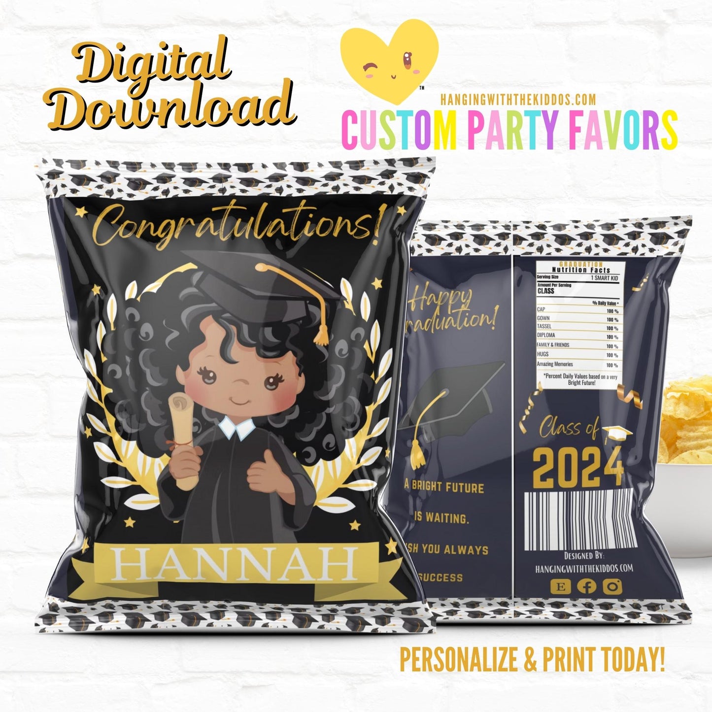 Graduation Party Custom Party Favors Personalized Chip Bags Girl 02