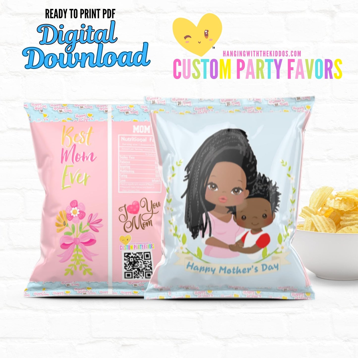 Mothers Day Gift from Son Gift Bag Custom Chip Bag| Instant Download