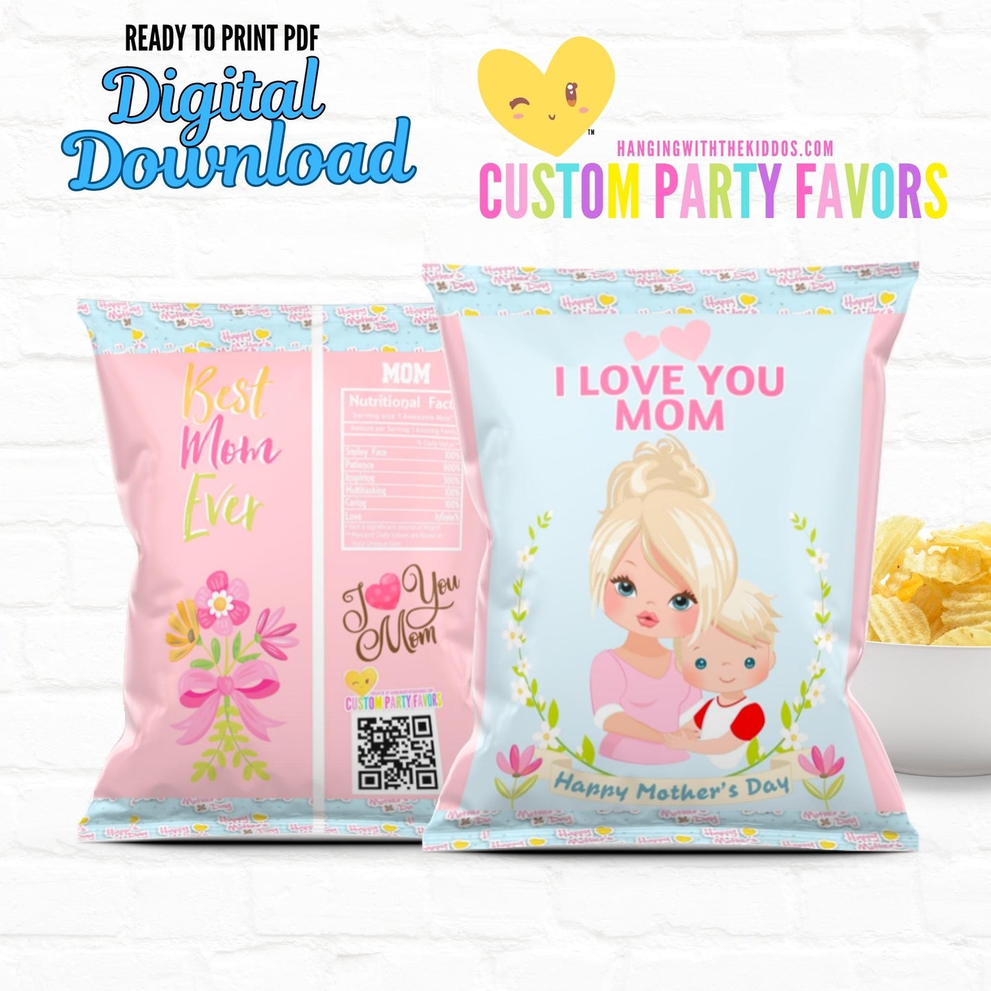 Mothers Day Gift from Son Chip Bag |Instant Download