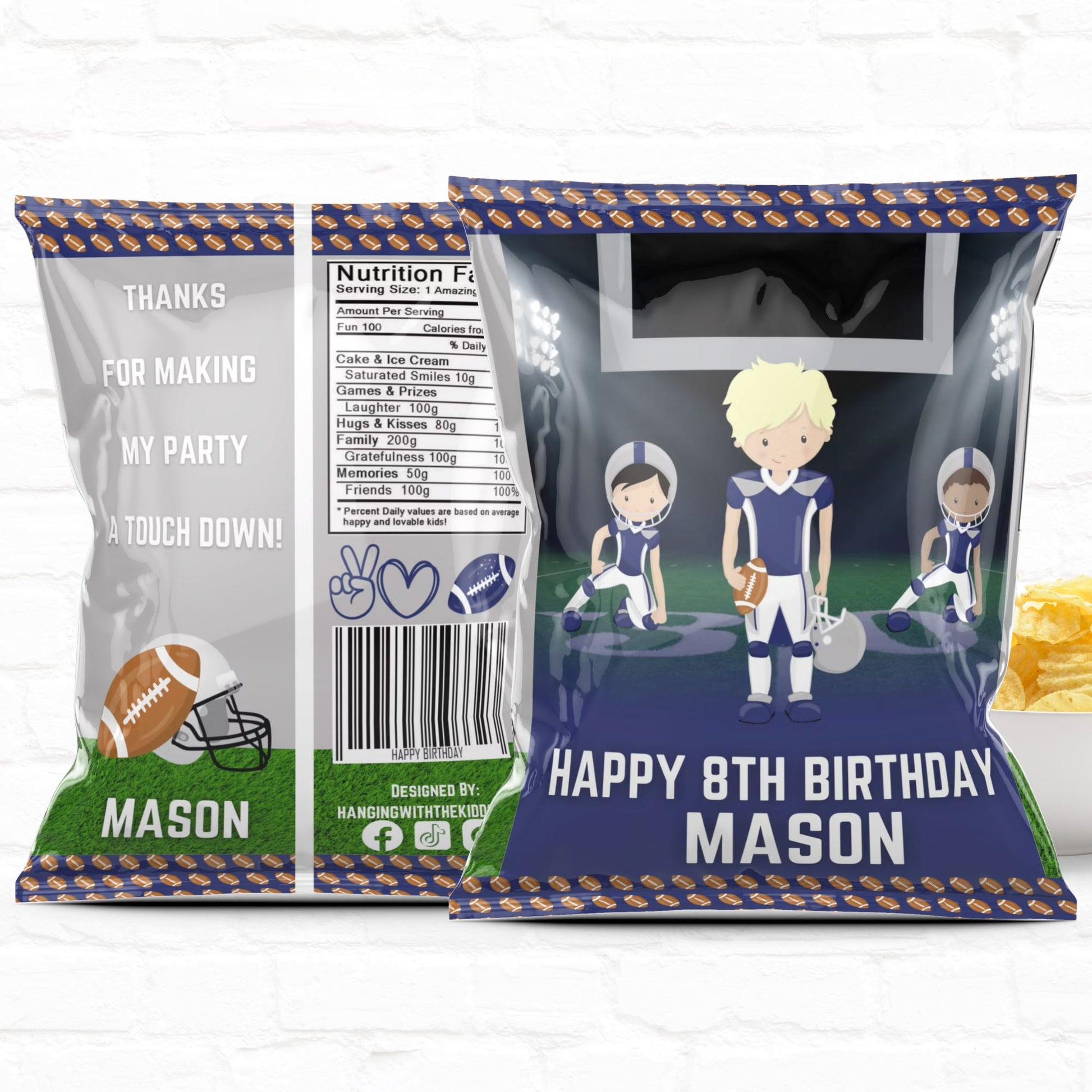 Football Birthday Party Favors Personalized Chip Bags Instant Download 03