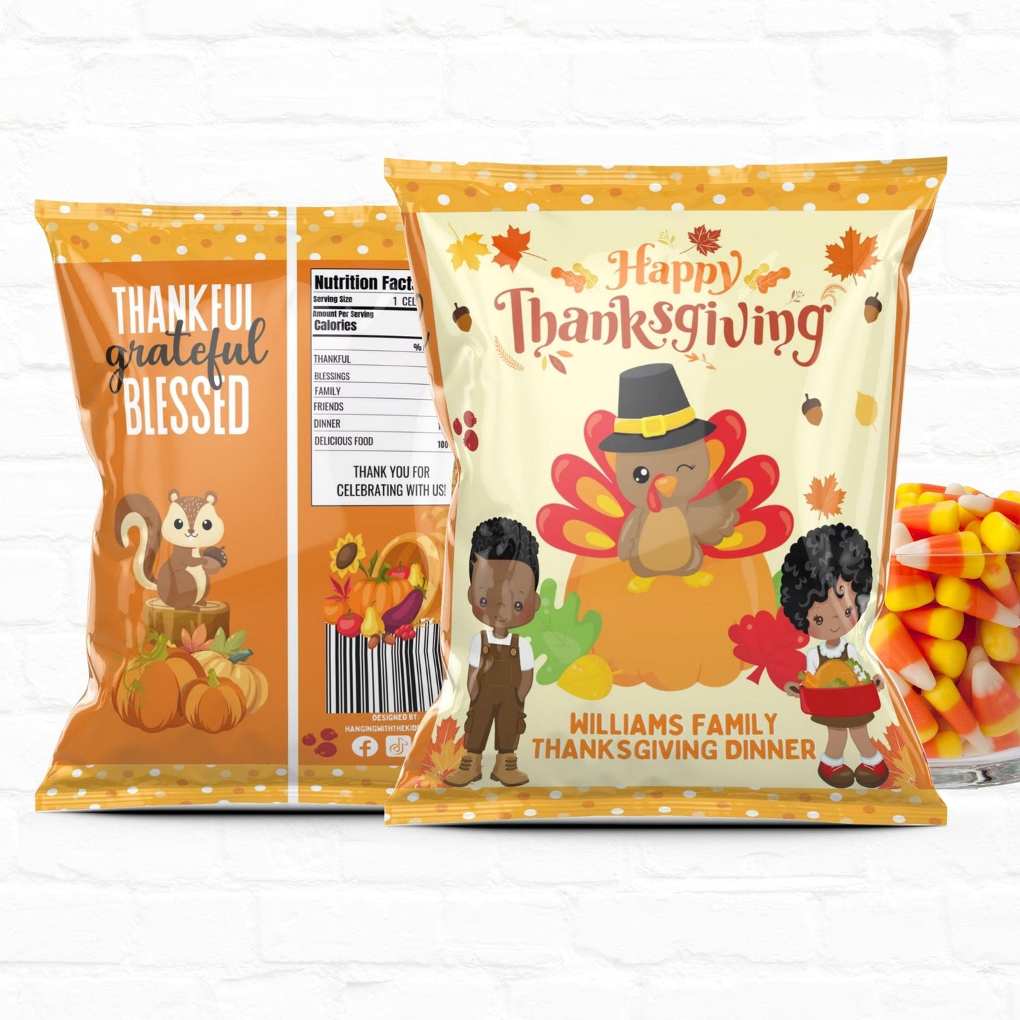 Thanksgiving Dinner Party Chip Bag-Treat Bags|Digital Download
