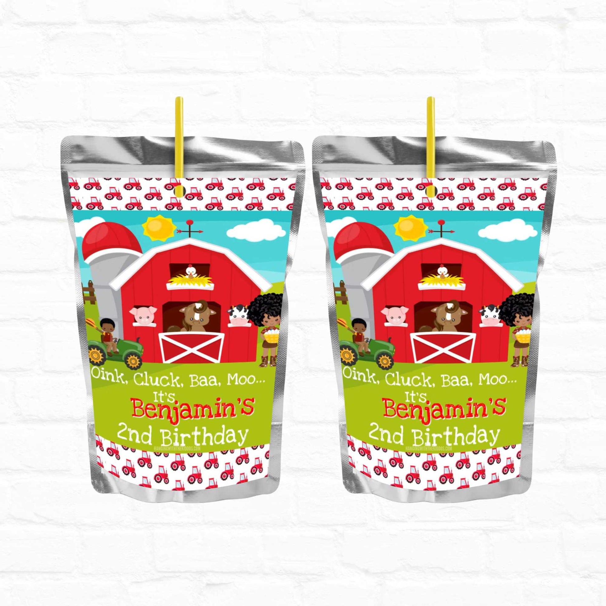 Barnyard Farm Birthday Personalized Juice Pouch Labels| Instant Download 02