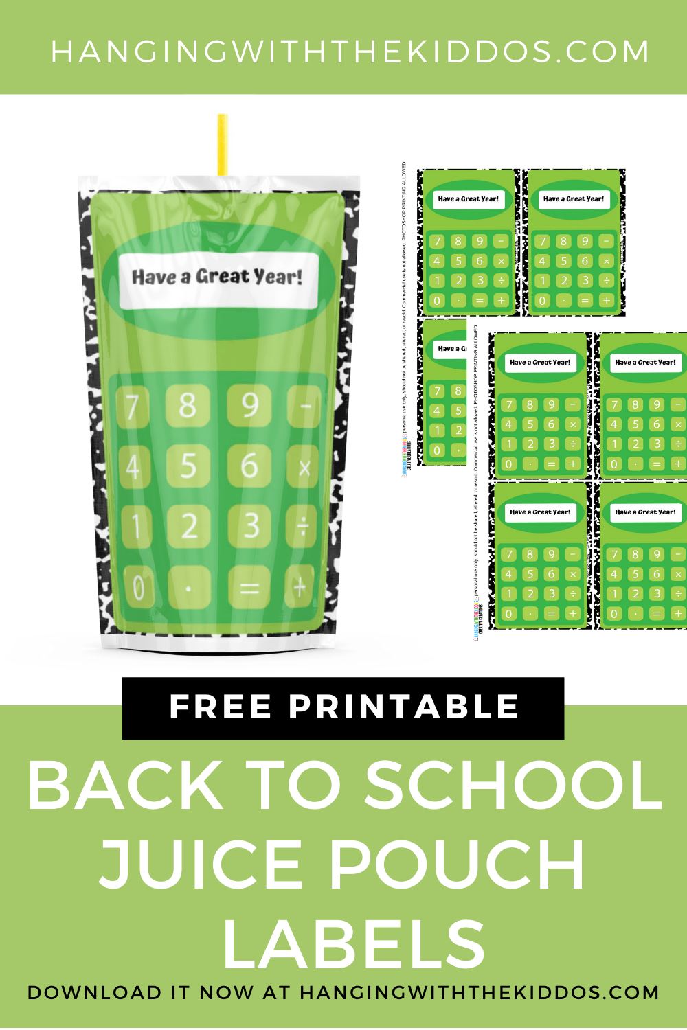 Free Back to School Printable Juice Pouch Labels
