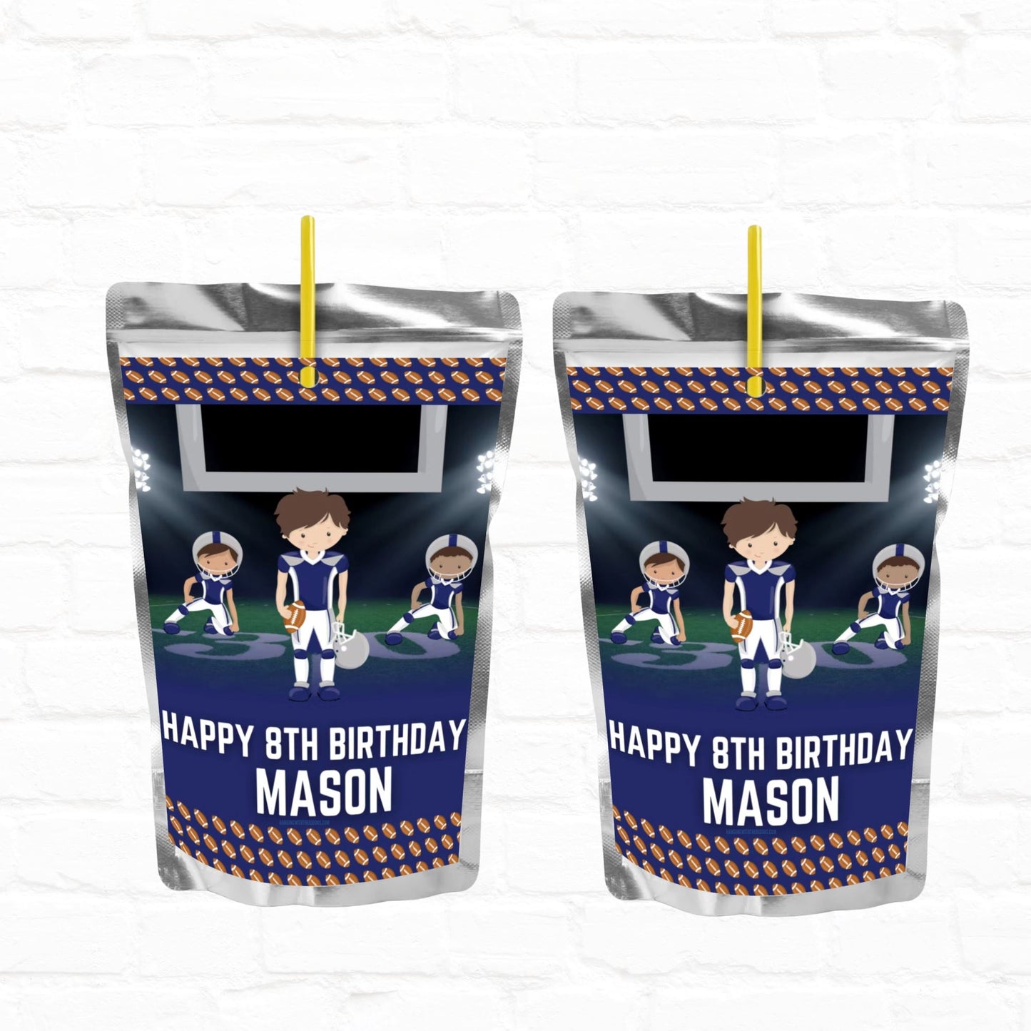 Football Birthday Personalized Juice Pouch Labels| Instant Download 02