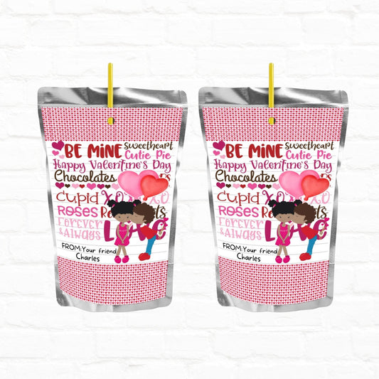 Kids Personalized Valentine's Day Juice Pouch Labels