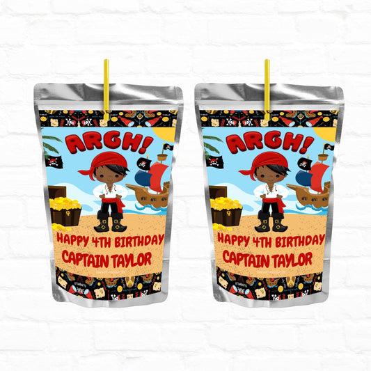 Pirate Birthday Personalized Juice Pouch Labels| Instant Download