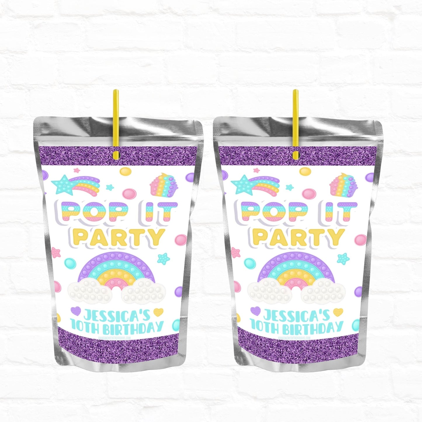 Pop It Birthday Personalized Juice Pouch Labels| Instant Download