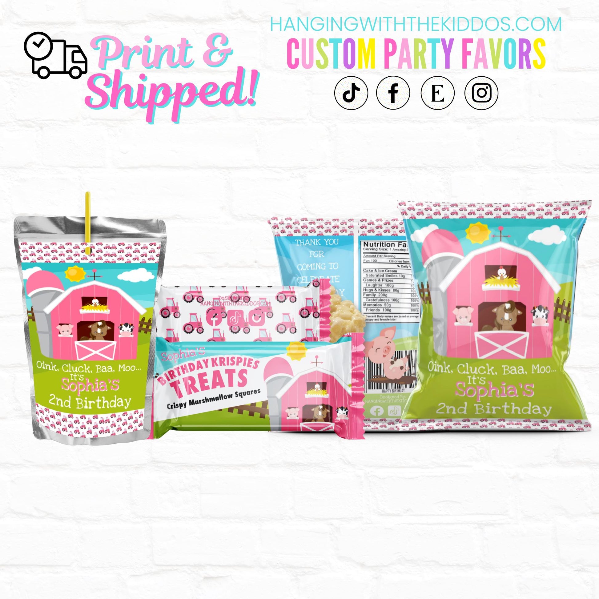 Pink Barnyard Farm Birthday|Custom Party Bundle