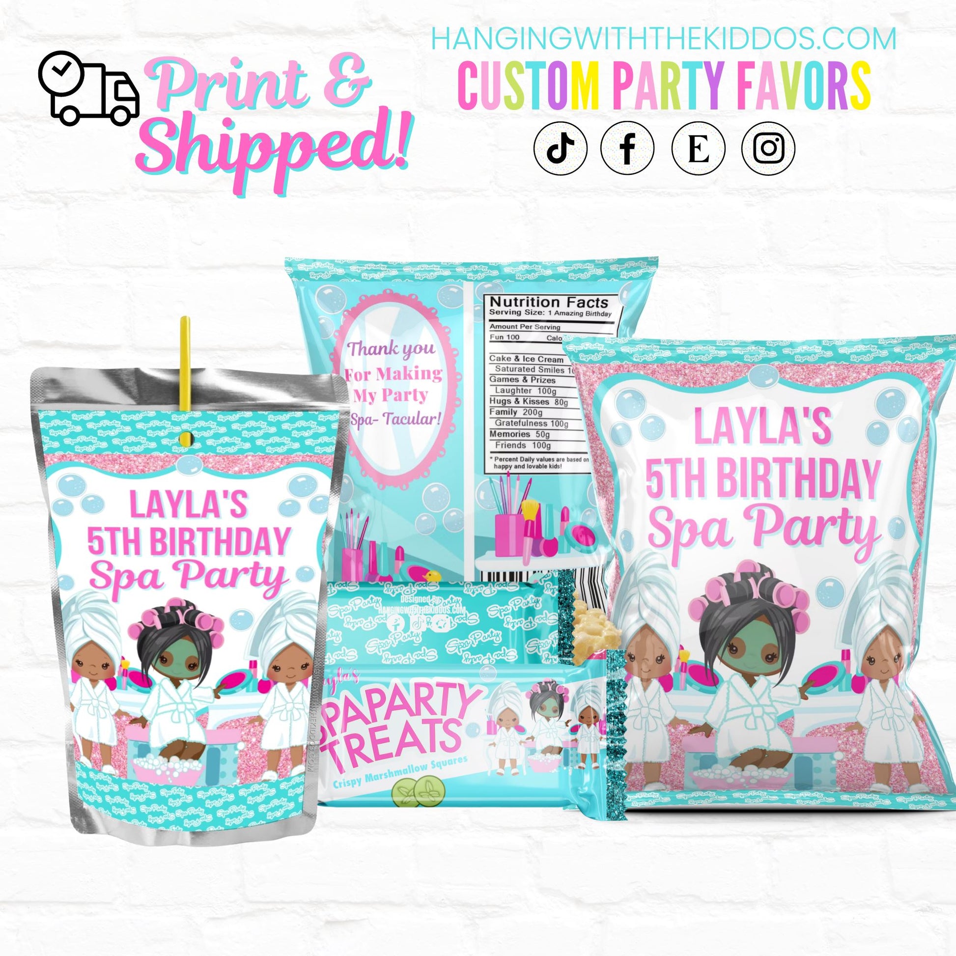 Girls Spa Party Turquoise |Custom Party Bundle
