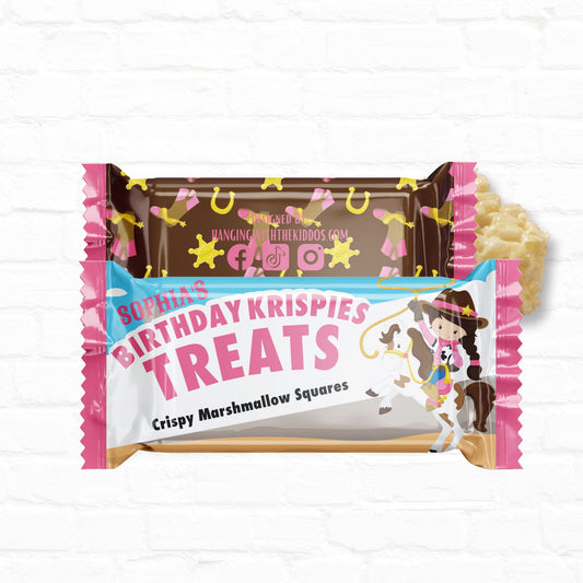 Cowgirl Birthday Personalized Rice Krispy Treats Wrappers| Instant Download 02