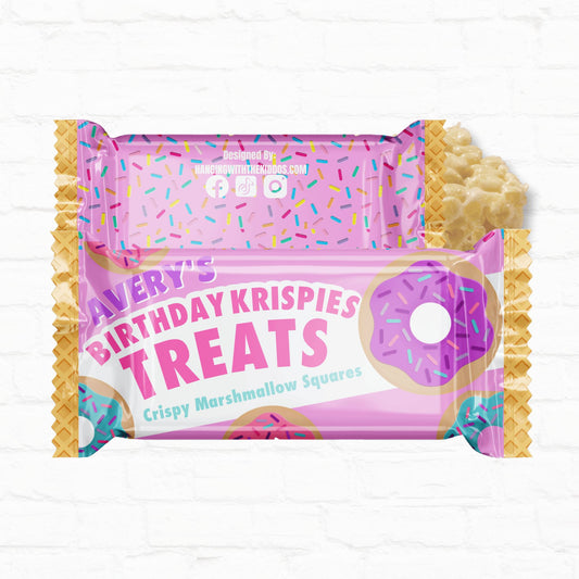 Donut Birthday Sweet One Personalized Rice Krispy Treats Wrappers| Instant Download